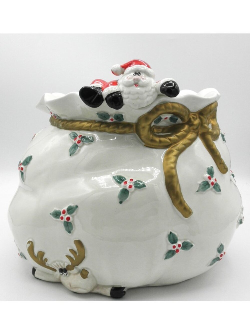 Fitz & Floyd Old World Santa in the Bag Cachepot Planter 8 Inch Pattern: FITOLWS